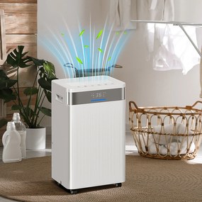 HOMCOM Dezumidificator, rezervor 4,5 L, temporizator 24 de ore, afișaj LED, plastic, alb | Aosom Romania