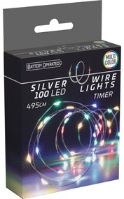 Sârmă luminoasă cu temporizator Silverlights 100 LED, colorat, 495 cm