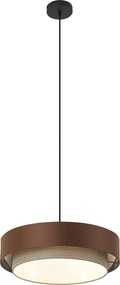 Lampă suspendată modernă bronz închis cu taupe 50cm 3 lumini - Drum Duo
