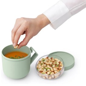 Ceasca pentru supa cu capac Brabantia Make&Take 1006294, 600+180 ml, Capac cu infiletare, Fara BPA, Verde