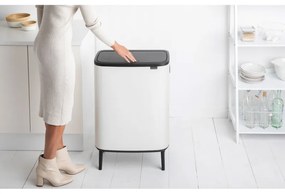 Cos de gunoi Brabantia Bo Touch Hi 1001259, 60 L, Deschideri laterale pentru transport, Picioare reglabile, Alb
