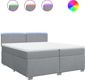 vidaXL Pat box spring cu saltea, gri deschis, 200x200 cm, textil