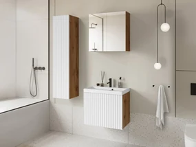 Mobilier baie Dymysos I (Stejar wotan + Alb) . 1103876