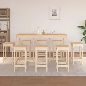 vidaXL Set mobilier de bar, 9 piese, lemn masiv de pin
