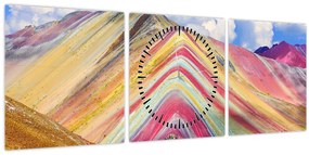 Tablou - Muntele Curcubeu, Peru (cu ceas) (90x30 cm)