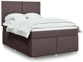 vidaXL Pat box spring cu saltea, maro închis, 140x200 cm, textil