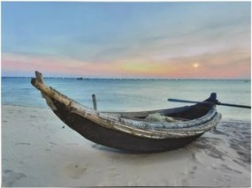 Pictură pe perete Barcă pe plajă, LED cu cronometru, 30 x 40