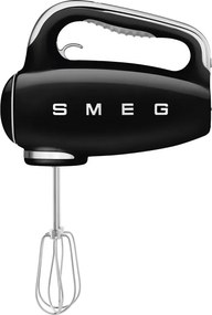 Mixer manual SMEG 50's Style HMF01BLEU, 250 W, 9 viteze, Functie Turbo, Afisaj LED, Timer, Accesorii, Negru