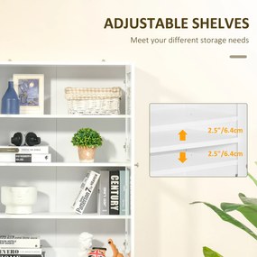 HOMCOM Mobilier de Bibliotecă cu 2 Dulapuri, Rafturi și Uși din Sticlă Alb | Aosom Romania