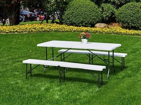 Set catering masă + 2 bănci 180cm White