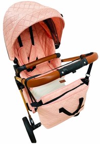 Carucior 3 in 1 cu landou, scoica si geanta, 0-36 luni, Roz - CPC-11-roz