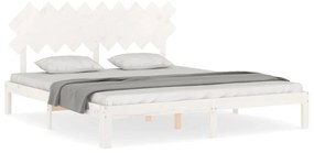 3193742 vidaXL Cadru de pat cu tăblie Super King Size, alb, lemn masiv