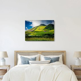 Tablou pe sticlă cu peisaj montan (70x50 cm)