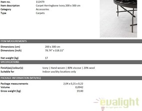 Covor design LUX realizat manual din vascoza si lana, Herringbone 200x300cm 112479 HZ