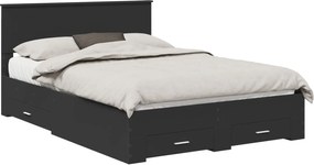 vidaXL Cadru de pat cu headboard Negru 140 x 190 cm Lemn compozit