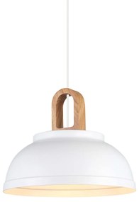 Lustra moderna alba minimalista cu detaliu de lemn Danito d30