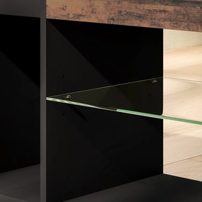 HOMCOM Mobilier TV cu lumină LED și telecomandă, rafturi și compartimente deschise, 140x35x47cm, maro | Aosom Romania