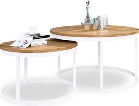 Măsuță de cafea 2in1 OKIN – 75x75x43 cm – Alb / Stejar Artisan