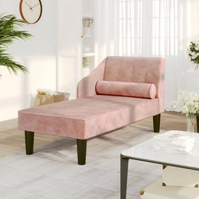 340718 vidaXL Șezlong cu suport, roz, catifea