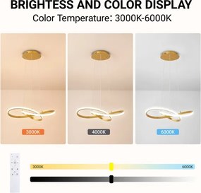 Brilagi - LED cu dimmer. Lampă suspendată pe cablu INFINITY LED/55W/230V 50x50 cm, finisaj auriu + telecomandă