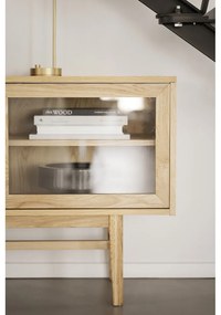 Vitrină natural cu aspect de lemn de stejar cu ușă glisantă 170x75 cm Hazelton – Rowico