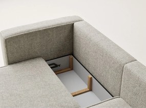 Colțar bej extensibil/cu spațiu de depozitare cu tapițerie din chenille (cu colț pe partea dreaptă/cu șezlong) Velto – Maison de Rêve