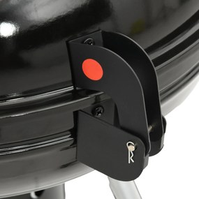 Outsunny Grătar rotund, Ø54 cm Grillrost, Warmhalterost, Ablage, Aschefach, Thermometer, 55 x 65 x 89 cm, Negru | Aosom Romania