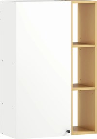 HOMCOM Dulap de Baie Suspendat cu Uși Soft Close, Dulap de Baie Suspendat cu Rafturi Reglabile și 3 Rafturi Deschise, 59.5x30x90 cm, Alb și Culoare Lemn | Aosom Romania