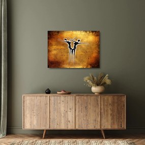 Tablou pe sticlă perechii dansând pictate (70x50 cm)