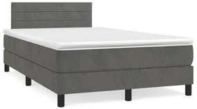 vidaXL Pat box spring cu saltea, gri închis, 120x190 cm, catifea