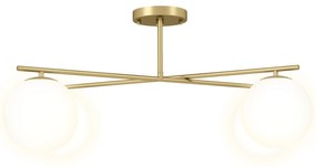 HOMCOM Plafonier candelabru modern cu 4 lumi cu soclu E14, montaj semi-aplatizat, aur si crem | Aosom Romania