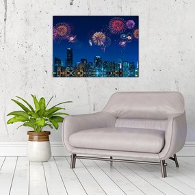 Tablou pe sticlă - Artificii in Miami (70x50 cm)