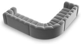 Colțar modular gri deschis cu tapițerie din catifea Lupine – Micadoni