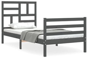 3194883 vidaXL Cadru de pat cu tăblie, gri, 90x200 cm, lemn masiv
