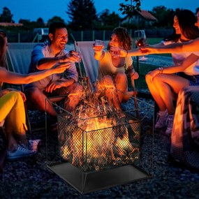 Outsunny Brazier Portabil pentru Grădină din Metal, Design Suspendat, Ideal pentru Seri la Foc, 45x45x43cm, Negru | Aosom Romania