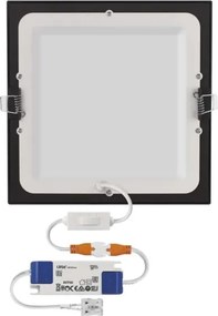 Plafonieră LED încastrată NEXXO, 18W, 230V, 3000/3500/4000K, negru, 22,5 x 22,5 cm