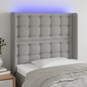 3124472 vidaXL Tăblie de pat cu LED, gri deschis, 103x16x118/128 cm, textil