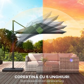 Outsunny Umbrelă de grădină suspendată, 2,4x2,4m, gri | Aosom Romania