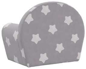 Canapea pentru copii, gri deschis cu stele, plus moale Gri deschis si alb, Scaun