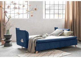 Canapea albastru-închis extensibilă cu tapițerie din catifea 225 cm Charming Charlie – Miuform