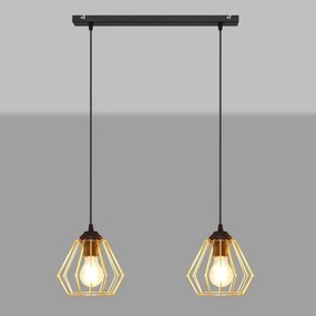 Lustră pe cablu AGAT 2xE27/15W/230V auriu/negru