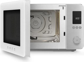 Cuptor cu microunde combinat cu aer cald SMEG Collezione MOC02WHMEU, 900 W, 27 l, 25 de programe, închidere lină, setări personalizate, alb mat