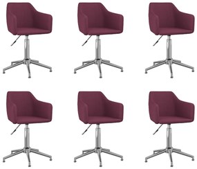 3092877 vidaXL Scaune de bucătărie pivotante, 6 buc., violet, textil