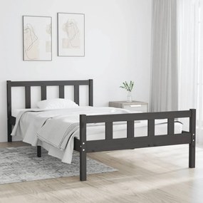 Cadru de pat, gri, 90x200 cm, lemn masiv Gri, 90 x 200 cm