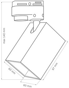 Spot pentru sistem de șină SQUARE 3xGU10/10W/230V + 1 m sistem de șină