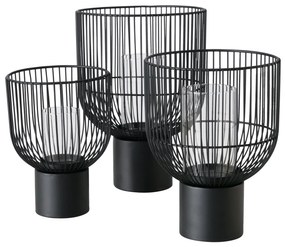 Set 3 sfeșnice  metalice Candy,  negru
