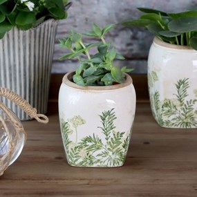 Ghiveci din ceramică cu imprimeu floral, verde, H13/D12 cm, „Laval”