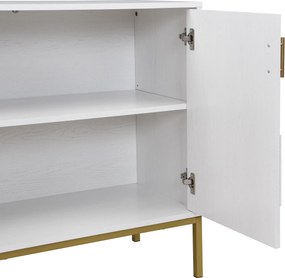 Comodă cu 4 uși, rafturi reglabile pe înălțime, pentru living, sufragerie &amp; hol, 160x40x80,5 cm, Alb