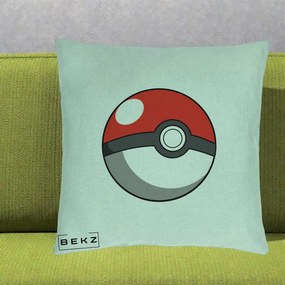Perna Personalizata Pokeball Rosie, 40x40 cm, Verde Menta, Husa Detasabila, Perna Inclusa, BEKZ®
