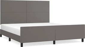 vidaXL Cadru de pat cu tăblie, gri, 180x200 cm, piele ecologică